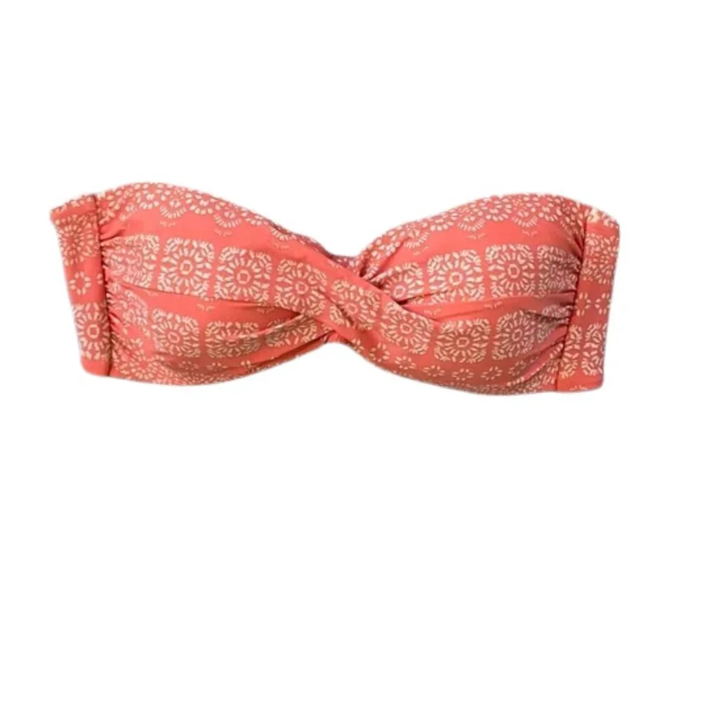 NWT Robin Piccone Isla Twist Front Bandeau Bikini Top w/ Removable Straps Sz. S